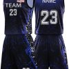 Blue Basketball Jersey for Boys & Men with Name Number Team Logo