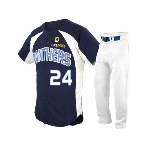 baseball uniform blue white logo Vendorist Apparels Baseball Uniform in Blue with Light Blue Logo