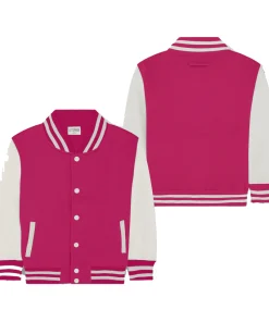Kids Sweatshirt Varsity Jacket Pink/White